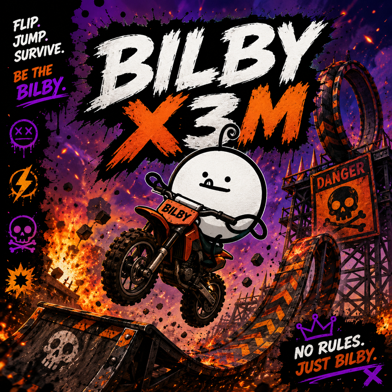 Bilby on his branded X3M dirt bike